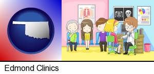 Edmond, Oklahoma - a clinic, showing a doctor and four patients