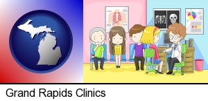Grand Rapids, Michigan - a clinic, showing a doctor and four patients