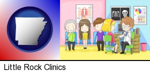 Little Rock, Arkansas - a clinic, showing a doctor and four patients