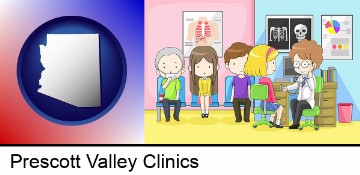 a clinic, showing a doctor and four patients in Prescott Valley, AZ
