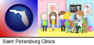 Saint Petersburg, Florida - a clinic, showing a doctor and four patients