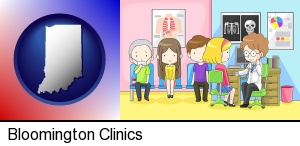 Bloomington, Indiana - a clinic, showing a doctor and four patients
